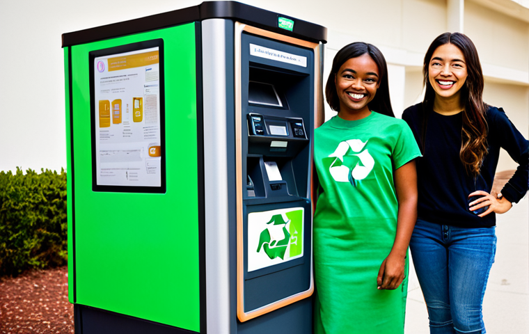 Eco-Friendly Campus**

A group of diverse students collaborating on a "Trash to Treasure" project on a vibrant, green university campus. They are designing a "Trash Vending Machine" with recycling bins and digital displays. Students are shown happily using the machine. Fully clothed in casual, appropriate attire. Safe for work, family-friendly, showcasing teamwork and innovation. Perfect anatomy, correct proportions, natural pose, well-formed hands, proper finger count, natural body proportions. Professional photography, high quality.

**