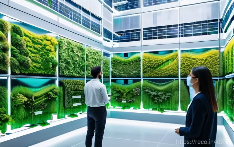 환경 관련 사회적 기업 성공 사례 - **AI-Powered Smart Green City:** A vibrant, futuristic cityscape where nature and advanced technolog...