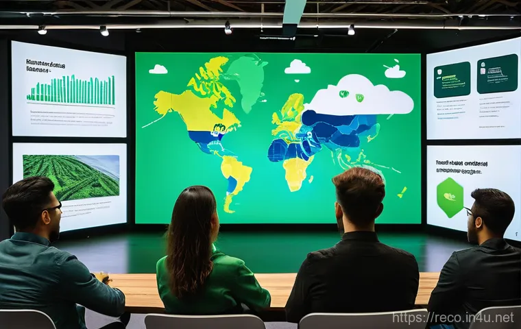 환경 관련 사회적 기업 성공 사례 - **Circular Economy Innovation Hub:** A bustling, brightly lit workshop or design studio where variou...