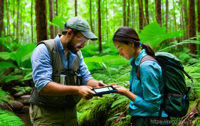 생태환경 전문가 실기 시험 대비 팁 - A focused young adult, gender-neutral, with short, neat hair, is diligently studying ecological envi...