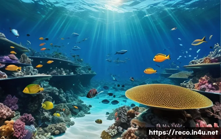 생태계 복원 프로젝트 사례 - **Prompt 1: A vibrant underwater scene depicting marine ecosystem restoration efforts.**
    A clear...